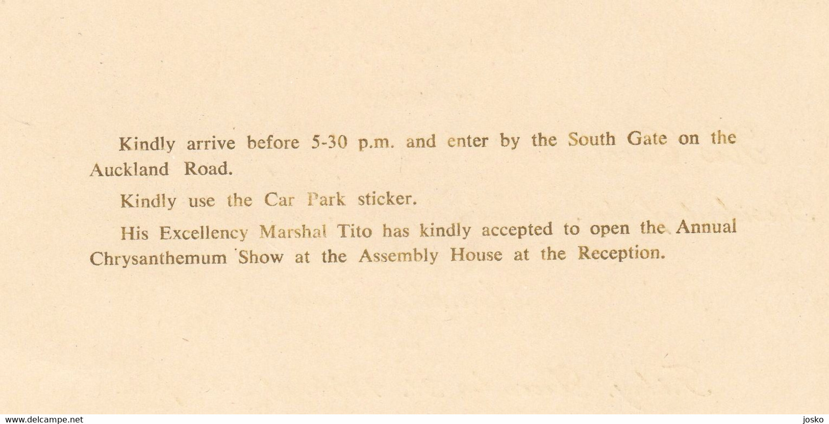 JOSIP BROZ TITO 1954 TRIP TO INDIA & BURMA (MYANMAR) With Ship Galeb ORIGINAL INVITATION Yugoslavia JRM JNA West Bengal - Schiffe