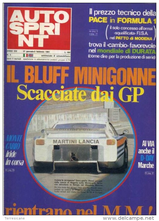 AUTOSPRINT Il Settimanale Da Corsa 1981 N. 5 - Sport