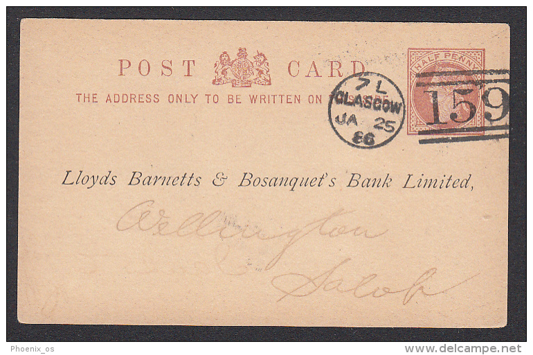 GREAT BRITAIN - Scotland / Glasgow, Post Card, National Bank, Year 1886 - Briefe U. Dokumente