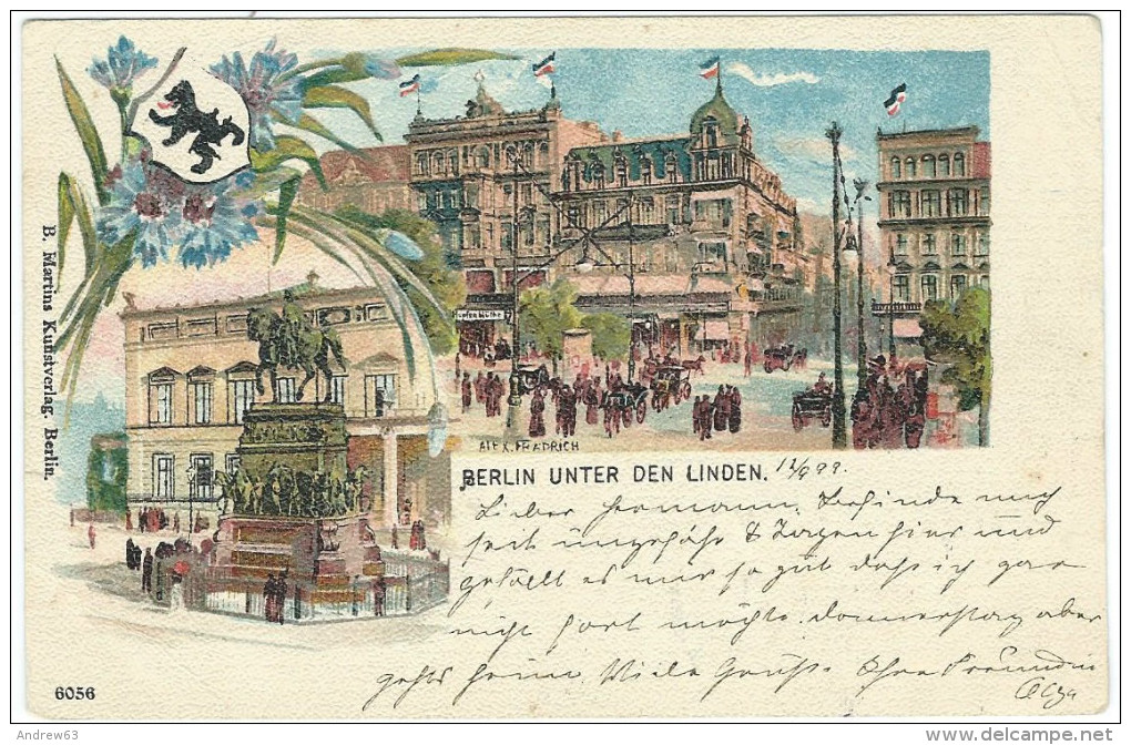 CARTOLINA &ndash; 1899 &ndash; Postkarte &ndash; Carte Postale &ndash; Berlin Unter Den Linden  - Viaggiata Da Charlo... - Mitte