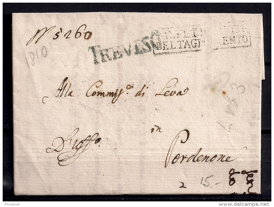 AÑO 1810, TREVISO - PORDENONE, CARTA  PREFILATELICA " TREVISO", " IL PREFETTO DEL TAGLIAMENTO" - 1. ...-1850 Prefilatelia