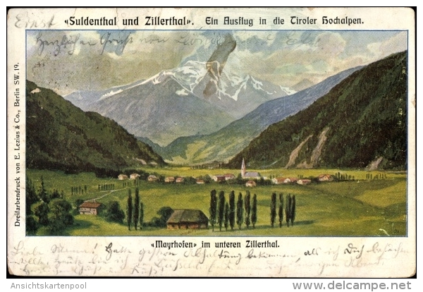 Künstler Ak Mayrhofen Zillertal Tirol, Unteres Zillertal, Suldental, Panorama - Autres & Non Classés