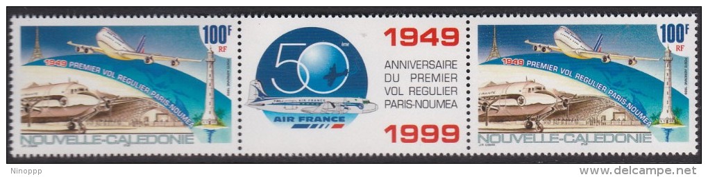 New Caledonia 1999 Regular Flight Paris-Noumea Gutter Pair MNH - Used Stamps