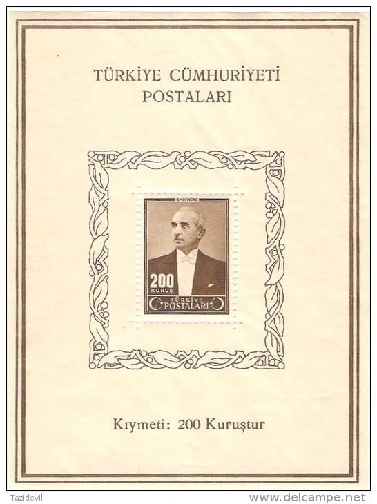 TURKEY - 1943  President Inonu Souvenir Sheet. Scott 915a. MNH ** - Neufs