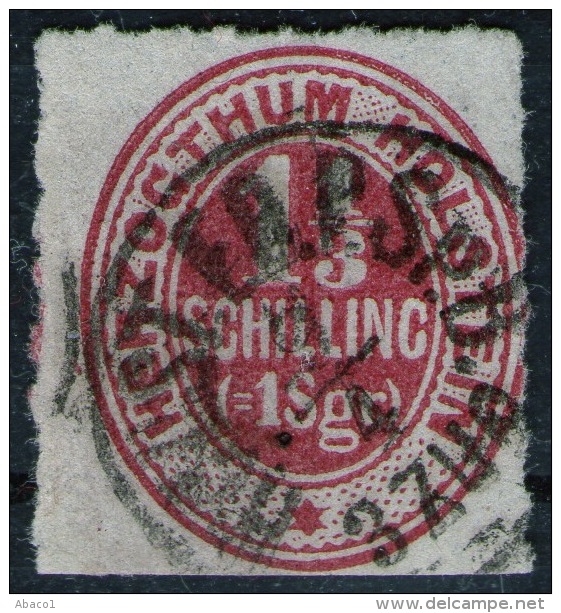 Bahnpoststempel Auf 1 1/3 Shillinge Karmin - Schleswig Holstein Nr. 23 - Pracht - Schleswig-Holstein