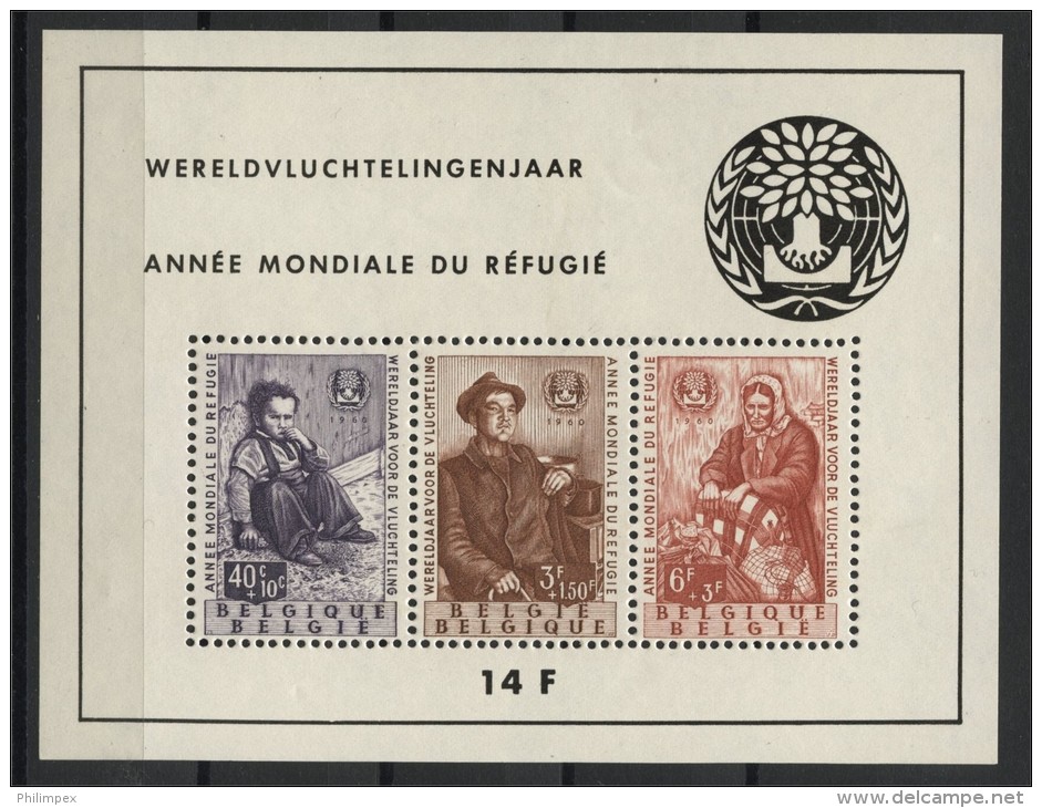 BELGIUM, SOUVENIR SHEET YEAR OF THE REFUGEES 1960 F/VF NH - 1924-1960