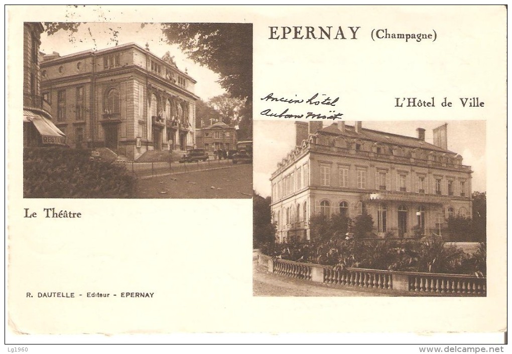Epernay - Cpa Avec Des Photos à Deux Côtés - 1938 - Epernay