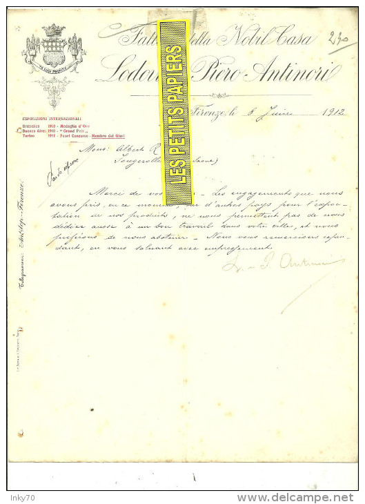 Italie - FIRENZE - Facture Ludovico E Piero ANTINORI – 1912 - REF 132 - Italy