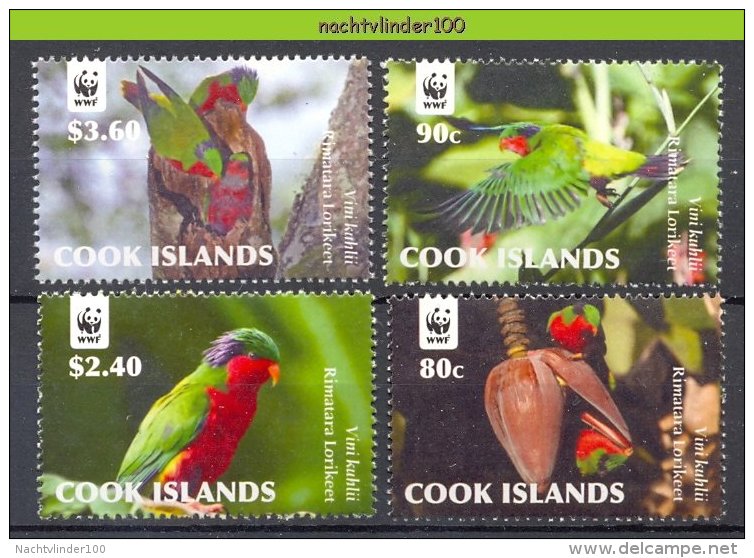 Nbx465s WWF FAUNA VOGELS RIMATARA LORIKEET RUBINLORI BIRDS VÖGEL AVES OISEAUX COOK ISLANDS 2010 PF/MNH - Verzamelingen & Reeksen