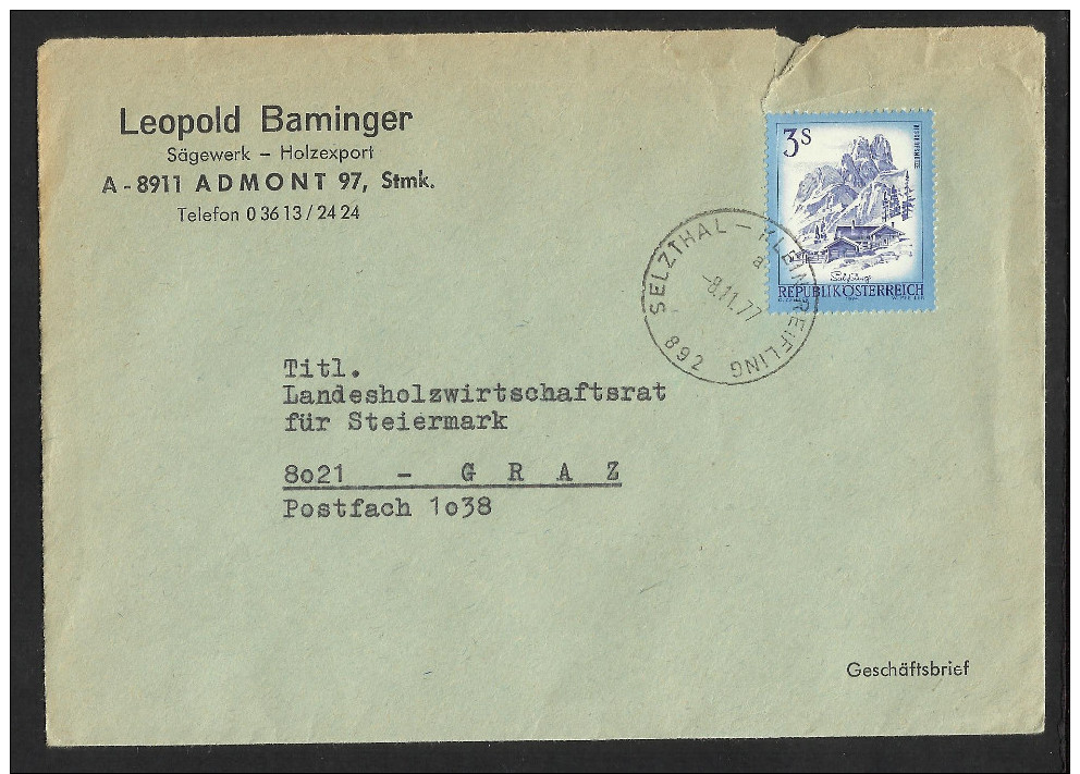 Bahnpost   "Selzthal - Kleinreifling  Nr. 892"   1977 - Other & Unclassified