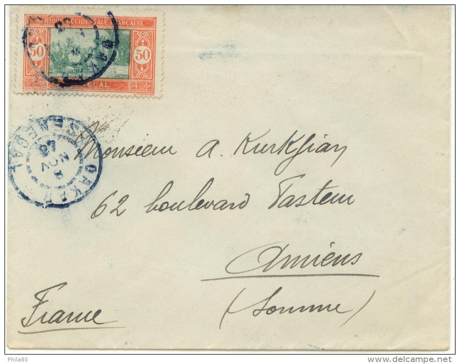 N°82 Sur Lettre De Dakar Du 8-11-27 (27 Inversé Sur Timbre à Date) Pour Amiens - Lettres & Documents