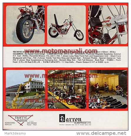 Fantic Chopper 50 1973 Depliant Originale Testo Inglese Texte Anglais English Text Genuine Brochure Prospekt - Motorräder