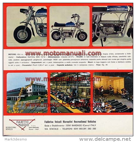 Fantic DEPUTY 50 TX 7 1973 Depliant Originale Testo Italiano Genuine Brochure Prospekt - Motorräder