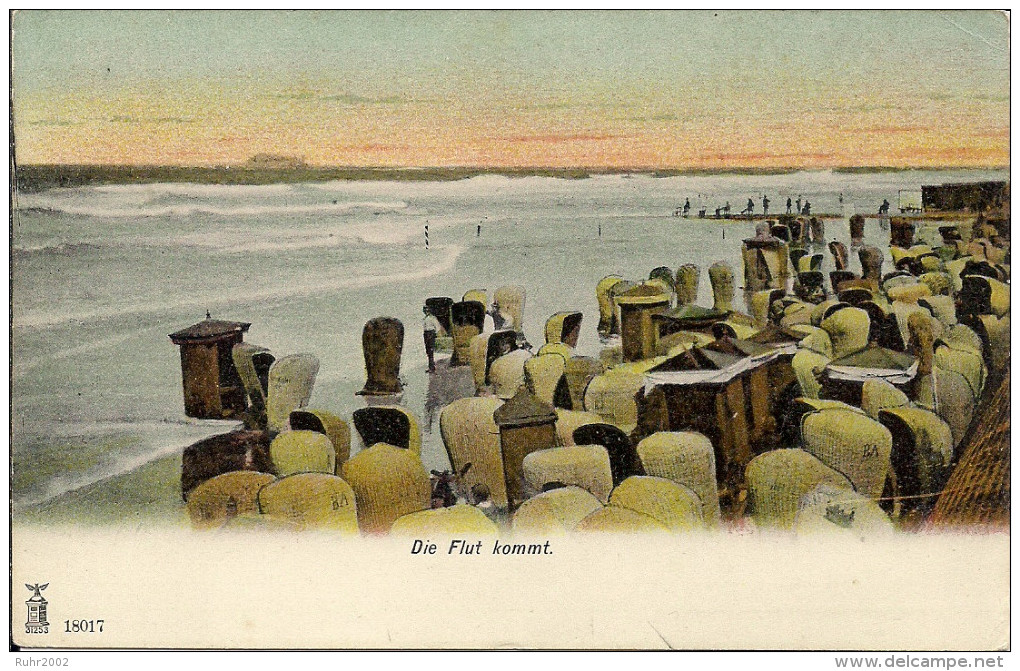 Uralte AK Borkum - Die Flut Kommt - TOP (ca. 1915) - Borkum