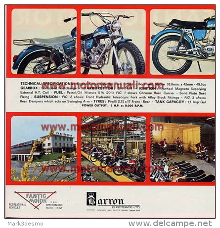 Fantic TURISMO INTERNAZIONALE 50 1973 Depliant Originale English Text Texte Anglais Genuine Brochure Prospekt - Motorräder