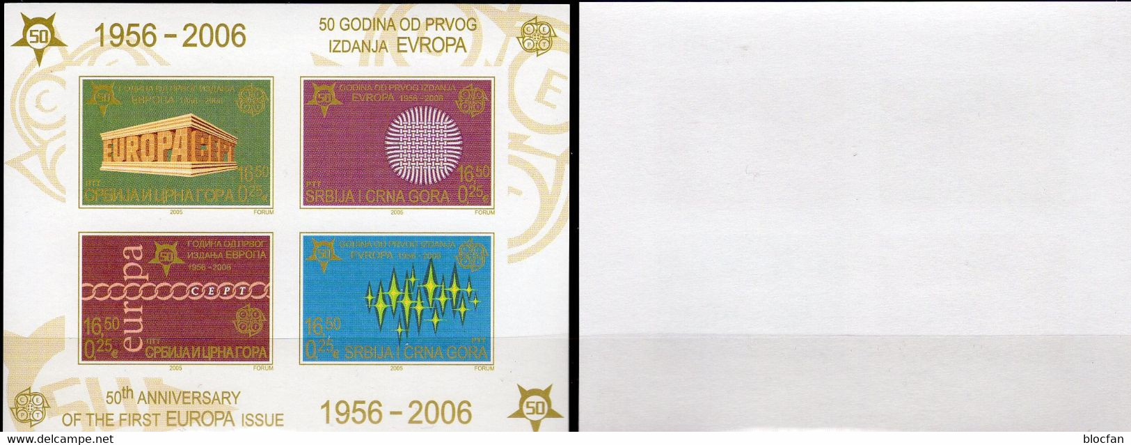 EUROPA 2006 Jugoslawien Block 59B ** 15€ Stamps On Stamp YU1361,1380,1417,1457 Hoja Ss Bloc Sheet M/s 50 Jahre CEPT - Unclassified
