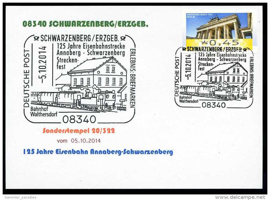 89699) BRD - SoST-Karte 20/323 - 08340 SCHWARZENBERG/ERZGEB. Vom 05.10.2014 - 125 Jahre Eisenbahn Anneberg-Schwarzenberg - Máquinas Franqueo (EMA)