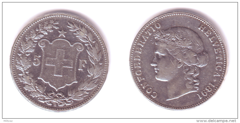 Switzerland 5 Francs 1891 - Otros & Sin Clasificación
