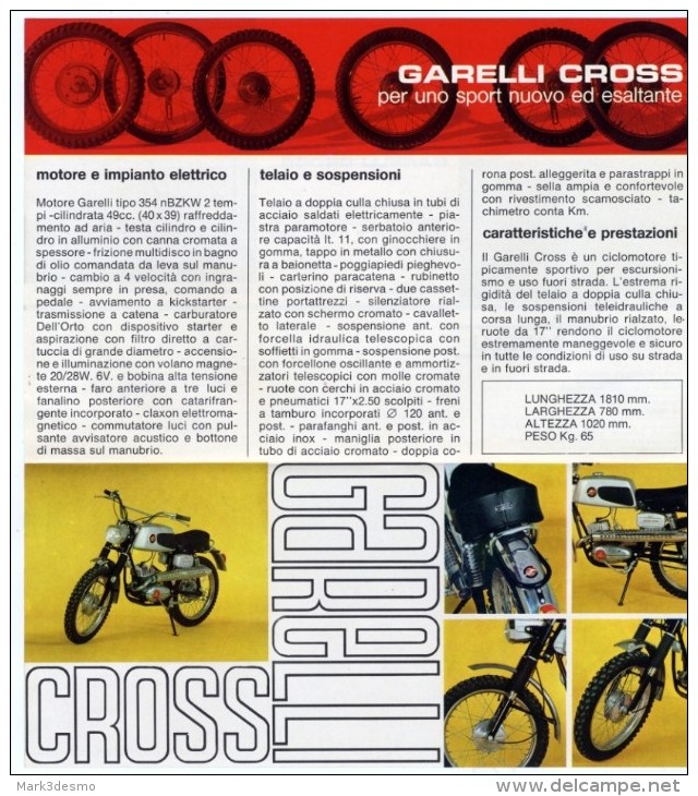 Garelli CROSS 50 1967 Depliant Originale Genuine Brochure Prospekt - Motorräder