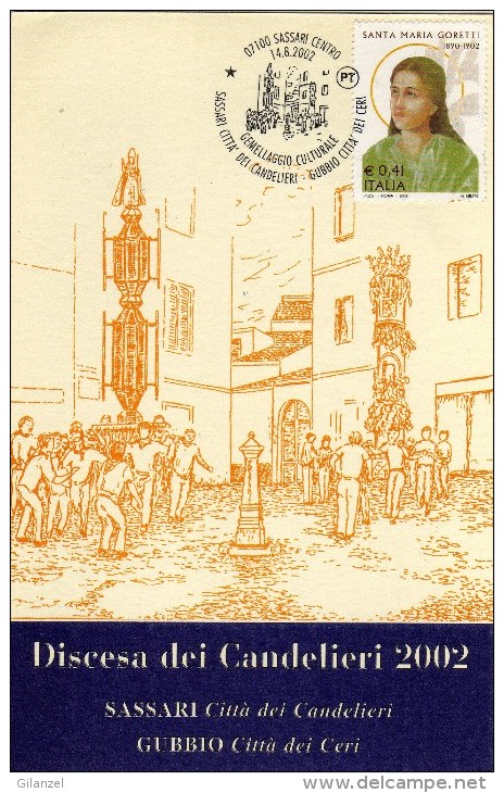 Italia 2002 Sassari Città Dei Candelieri Gubbio Città Dei Ceri Gemellaggio Culturale Rievocazioni Storiche - Autres & Non Classés