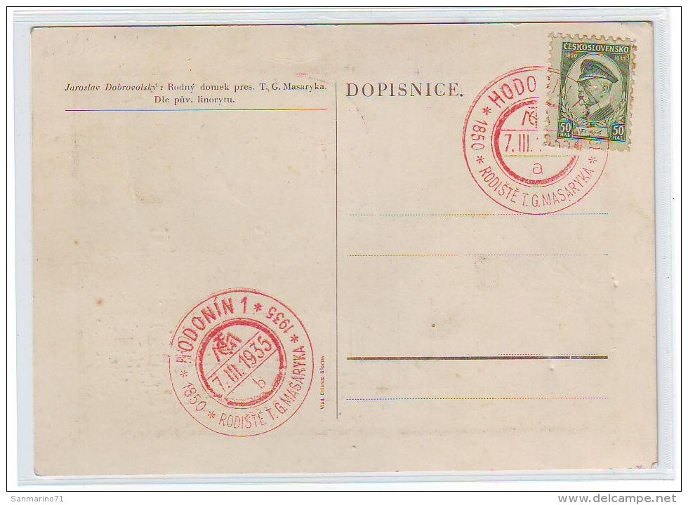 CZECHOSLOVAKIA Stamped Stationery,T.Masaryk,birth Place ,1935 - Cartes Postales