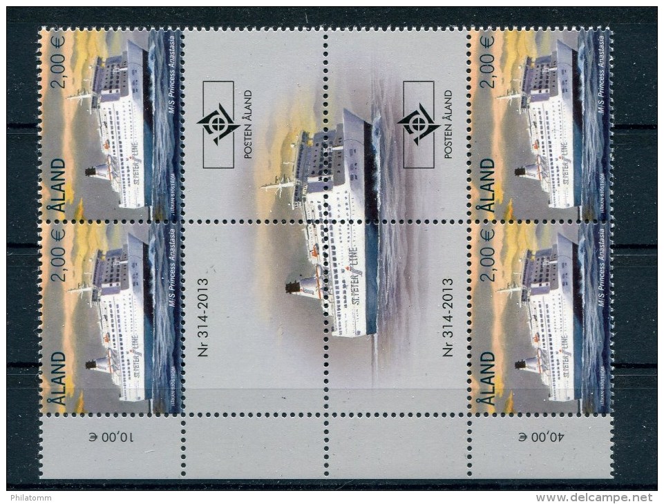 Aland - Mi.Nr. 381 Gutter Block - "Schiff" ** / MNH - Ålandinseln