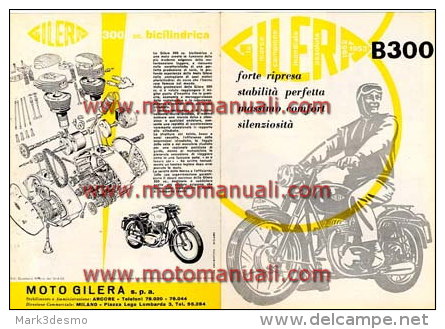 GILERA B 300 1955 Moto Depliant Originale Genuine Brochure Prospekt - Motorräder