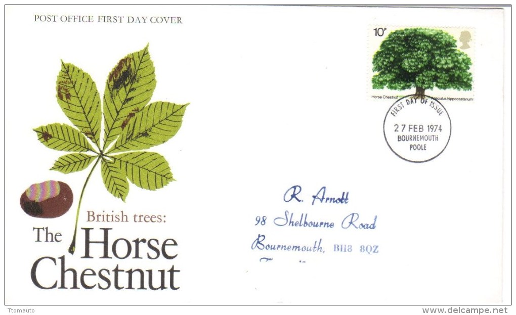 British Trees - The Horse Chestnut  -  1v FDC - 1971-1980 Decimal Issues