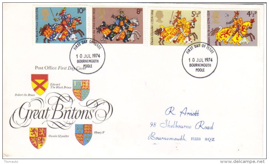 Great Britons  -  4v FDC - 1971-1980 Decimal Issues