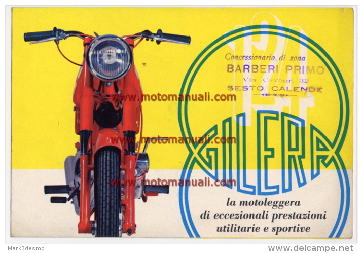 GILERA 124 NORMALE - EXTRA  1962 Moto Depliant Originale Genuine Brochure Prospekt - Motos