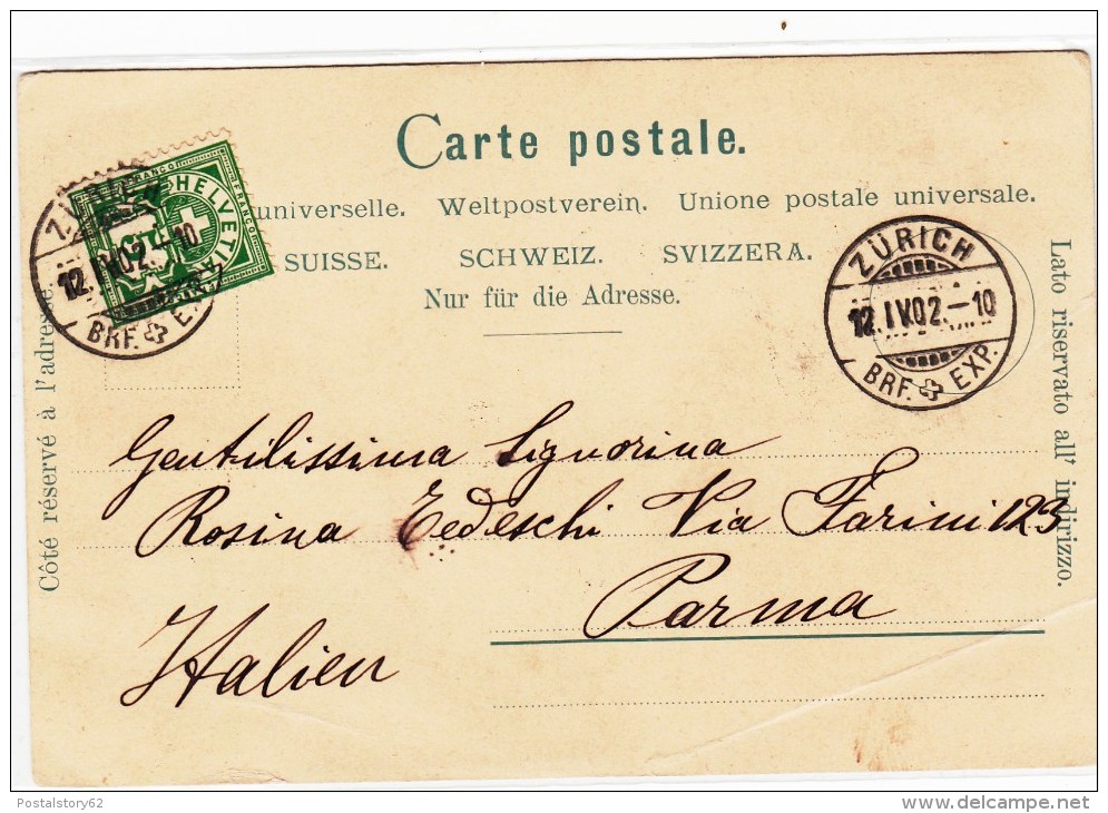 Zurigo, Post Card 1900 Used To Italia - Suède