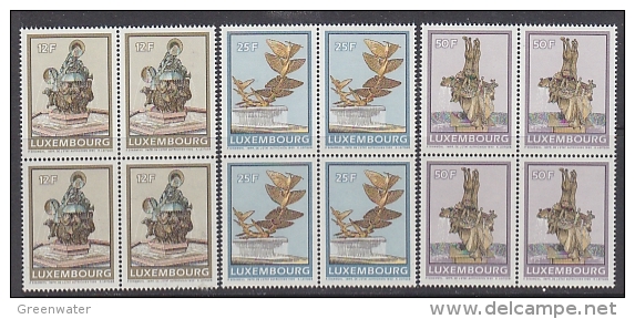 Luxemburg 1990 Springbrunnen 3v Bl Of 4 ** Mnh (17711) - Used Stamps