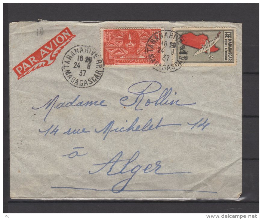 Madagascar - N° 166 Et PA 7 Obli/sur Lettre  Pour Alger - 1937 - Storia Postale