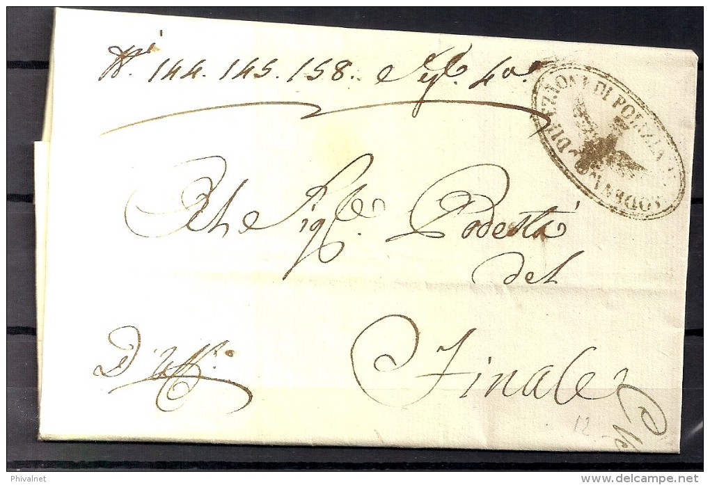 1817, MODENA - FINALE, CARTA  PREFILATELICA , MARCA ADMINISTRATIVA  EN ÓVALO " DIREZIONI DI POLIZIA DI MODENA" - 1. ...-1850 Prefilatelia