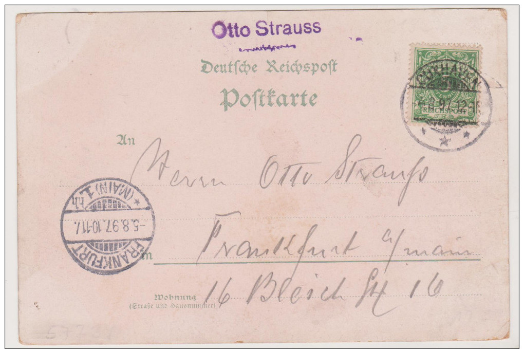 Gruss Von Bord Dampfer Cobra, Insel Helgoland, Cuxhaven, Frankfurt Main 1897, Postkarte - Helgoland