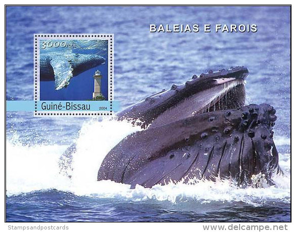 Guinée Bissau Baleine Baleines Phare Phares Bloc 2004 ** Guinea Bissau Whale Whales Lighthouses S/s 2004 ** - Baleines