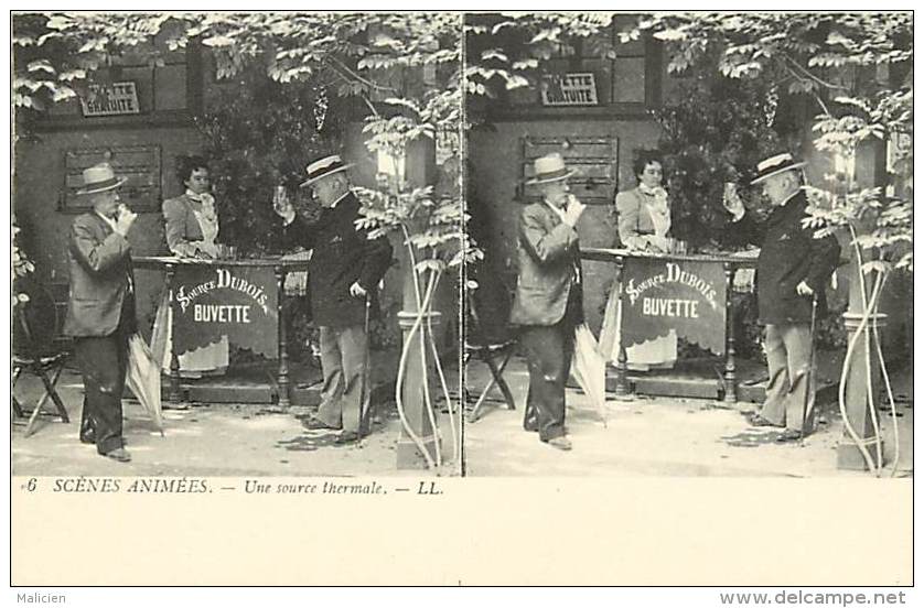 Themes Div-ref H577- Carte Stereoscopique -stereo - Scenes Animées - Une Source Thermale  - Santé  -carte Bon Etat - - Cartes Stéréoscopiques