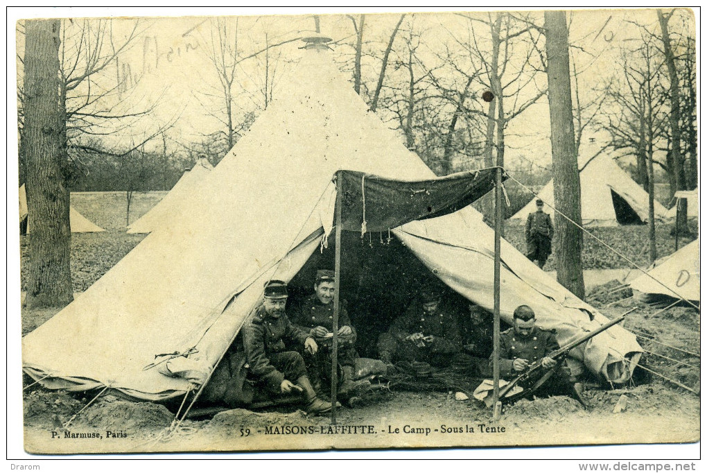 Cpa Maisons-Laffitte Le Camp Sous La Tente P. Marmuse N° 59 - Manoeuvres