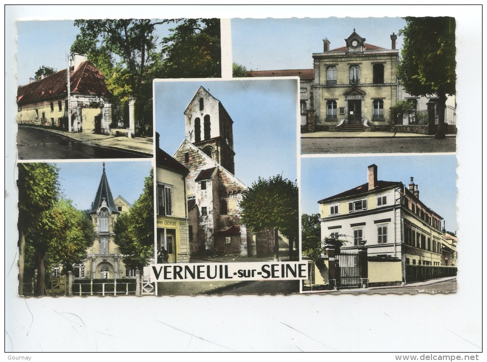 Verneuil Sur Seine - Multivues - Divers Aspects N°100 éd Abeille Dentelée - église Mairie Peupliers - Verneuil Sur Seine