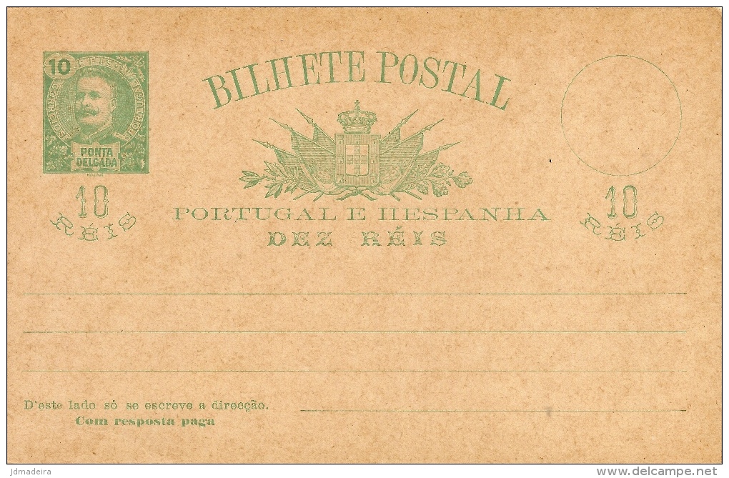 Ponta Delgada Mint Stationary Card With Reply - Ponta Delgada