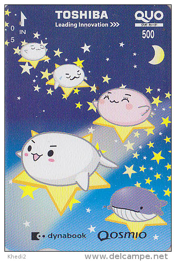 Carte Prépayée Japon - BALEINE & Lune - WHALE Japan Prepaid  Card - WAL Quo Karte - 281 - Delfines