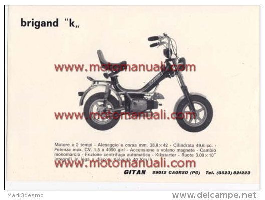 GITAN BRIGAND K 50 1975 Depliant Originale Genuine Brochure Prospekt - Motos