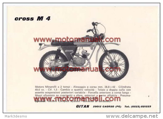 GITAN CROSS M4 50 1975 CICLOMOTORE Depliant Originale Genuine Brochure Prospekt - Motorräder