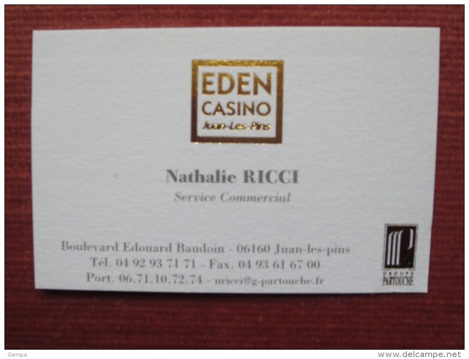 EDEN CASINO JUAN LES PINS - Carte De Visite Nathalie RICCI - Casino