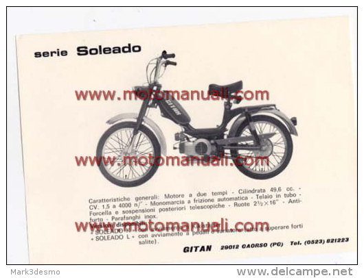 GITAN SOLEADO 50 1975 CICLOMOTORE Depliant Originale Genuine Brochure Prospekt - Motorräder