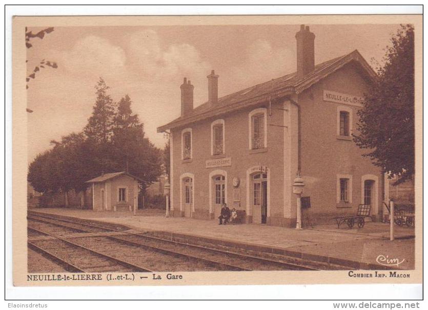 Neuillé-le-Lierre (37) - La Gare. Bon état, Sépia, Non Circulé. - Neuillé-Pont-Pierre