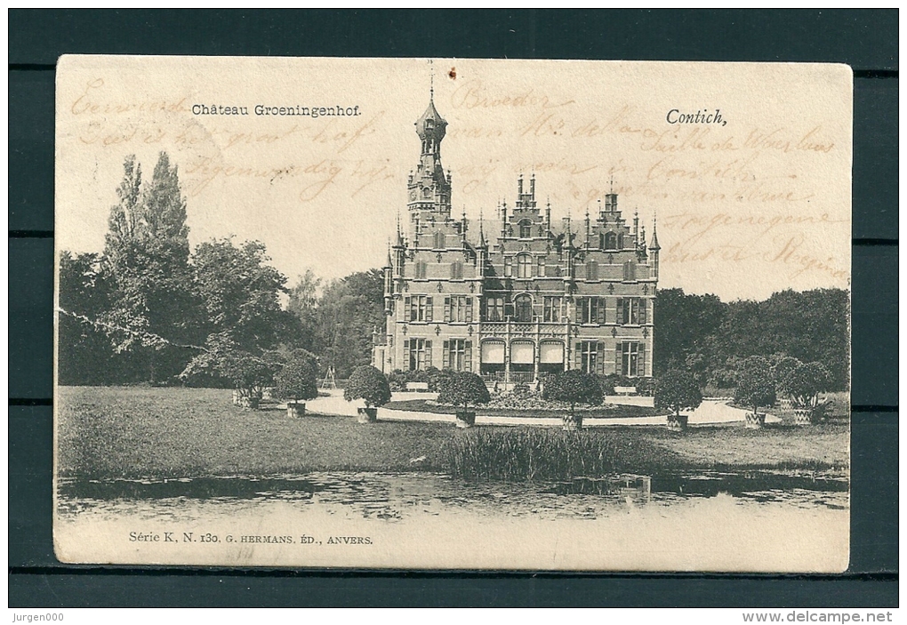 CONTICH: Chateau Groeiningenhof, Gelopen Postkaart 1903 (Uitg Hermans) (GA19522) - Kontich