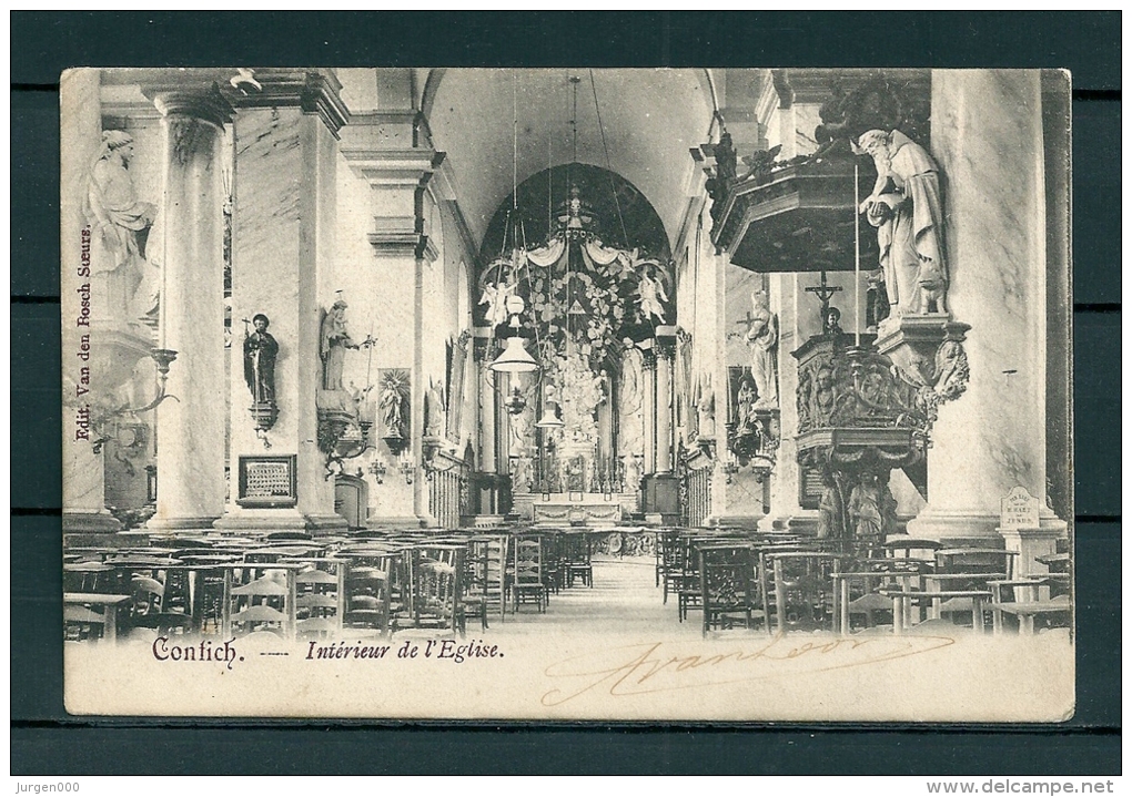 CONTICH: Interieur De L'Eglise, Gelopen Postkaart 1904 (Uitg Van Den Rosch) (GA19545) - Kontich