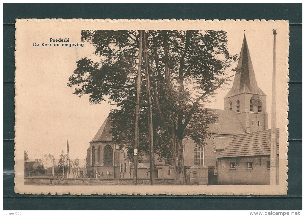 POEDERLE: De Kerk En Omgeving, Gelopen Postkaart 1947 (Uitg Janssens) (GA19727) - Lille