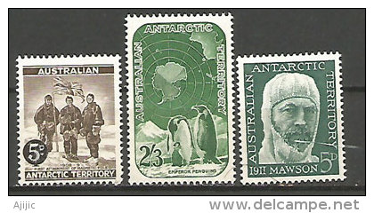 Emission De 1959 (Manchots Empereurs, Explorateurs Australiens à La Base Mawson) 3 T-p Neufs ** Côte 21,50 € - Bases Antarctiques